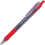ノック式タプリクリップボールペン１．６ｍｍ赤１０本