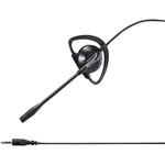 片耳イヤフック式モノラルヘッドセット　４極ミニプラグ接続　ブラック　■お取り寄せ品