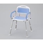 業務用シャワー椅子（ステンレスフレーム）　肘付き／ブルー　　８－２３３２－０１
