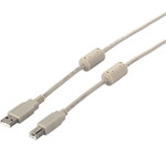 ＵＳＢ２．０ケーブル（Ａ　ｔｏ　Ｂ）　フェライトコア　５ｍ　アイボリー　■お取り寄せ品