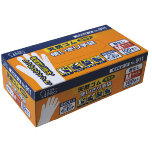 ＮＯ．９１１天然ゴム使い切り手袋　Ｍ　&times;１２箱
