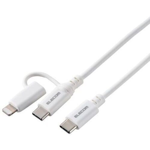 ２ｉｎ１ＵＳＢケーブル／Ｔｙｐｅ－Ｃ＋Ｌｉｇｈｔｎｉｎｇ／１．５ｍ／ホワイト　■お取り寄せ品