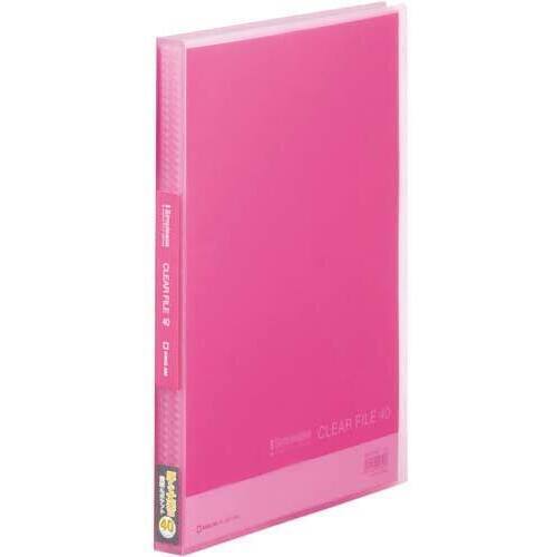 シンプリーズクリアーファイル　Ａ４縦４０Ｐ　透明桃　８冊