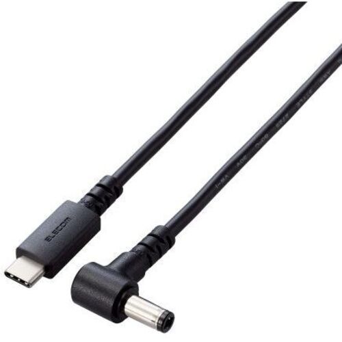 ノートＰＣ用充電ケーブル／ＵＳＢ　Ｔｙｐｅ－Ｃ／ＤＣ丸コネクタ／１００Ｗ／２．０ｍ／ブラック　■お取り寄せ品