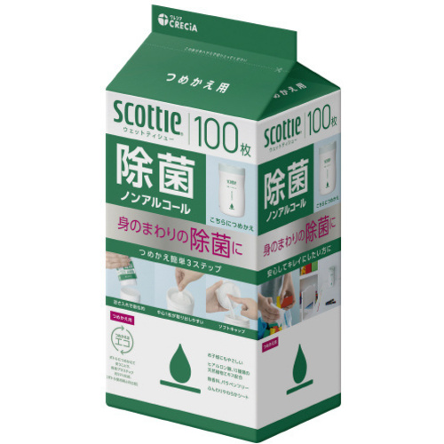 スコッティ　ウェット除菌ノンアル詰替　１００枚×４