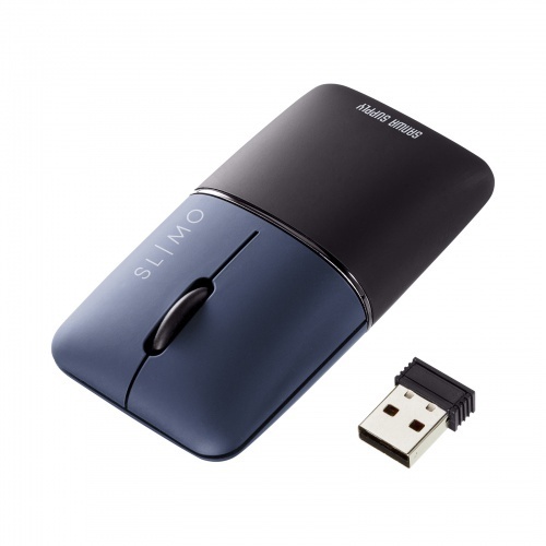 静音ワイヤレスブルーＬＥＤマウス　ＳＬＩＭＯ　（充電式・ＵＳＢ　Ａ・ネイビー）　■お取り寄せ品