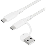 ＵＳＢケーブル／２ｉｎ１／超タフ／ＰＤ６０Ｗ／１．５ｍ／ホワイト　ＯＷＬ－ＣＢＡ５ＡＣＣ１５－ＷＨ　■お取り寄せ品