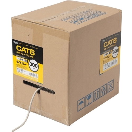 カテゴリ６ＵＴＰ単線ケーブルのみ（３００ｍ・ライトグレー）　ＫＢ－Ｔ６Ｌ－ＣＢ３００Ｎ　■お取り寄せ品