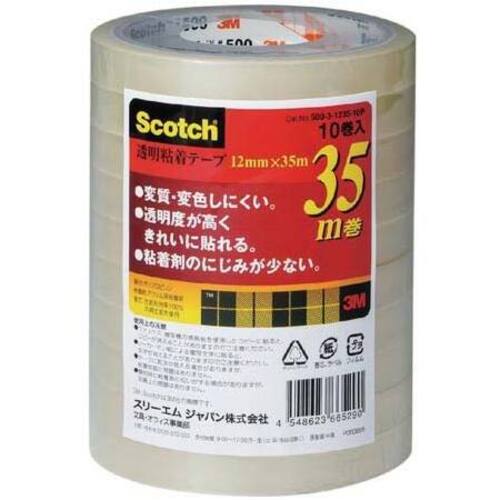 スコッチ　透明粘着テープ　１２ｍｍ幅&times;３５ｍ１０巻