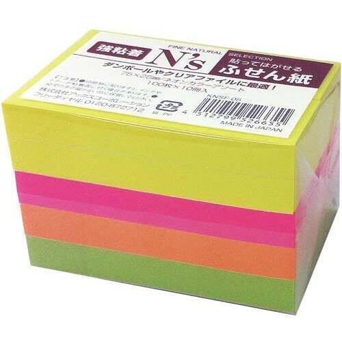 Ｎ’ｓ強粘着ふせん　７５×２５　ネオン　１０冊入