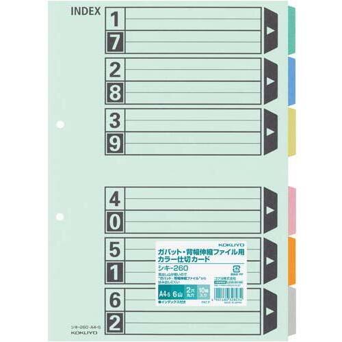 仕切カードガバット伸縮ファイル用６山　１０組×１０
