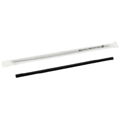国産紙ストロー　６&phi;&times;１９６ｍｍ　黒　【お取り寄せ品】９営業日以内届