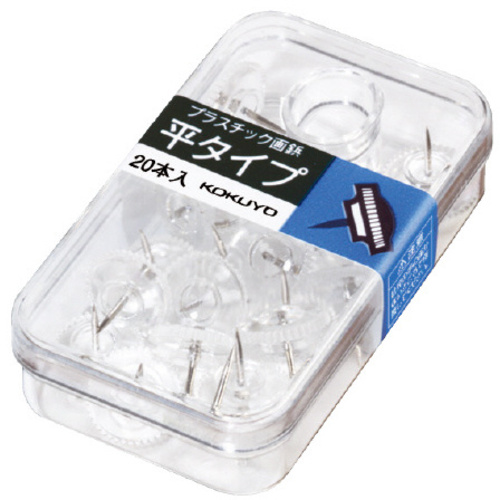 プラスチック画鋲平タイププラケース２０本入透明Ｘ５