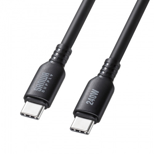 ＵＳＢ２．０　Ｔｙｐｅ－Ｃ　シリコンケーブル（ＰＤ２４０Ｗ・２ｍ・ブラック）　■お取り寄せ品