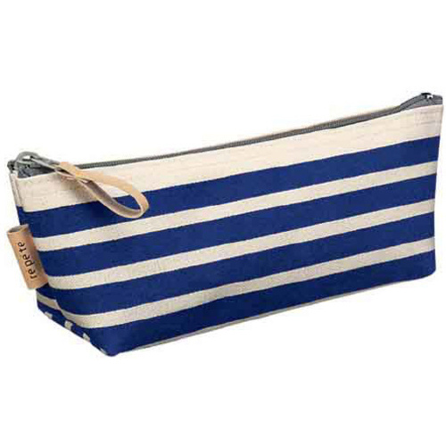 ペンケース＜レペテ＞帆布製底マチ・内ポケット付濃青