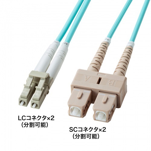 補強メガネ型光ファイバケーブル（マルチＯＭ３、ＬＣ&times;２－ＳＣ&times;２、３ｍ）　ＨＫＢ－ＨＯＭ３ＬＣＳＣ－０３　■お取り寄せ品