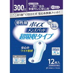 ポイズパッド　男性用　３００ｃｃ　超吸収　１２枚　【お取り寄せ品】６営業日以内届