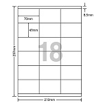 ＯＡマルチタック　Ａ４　１８面　上下余白　Ｗ７０㎜×Ｈ４７㎜