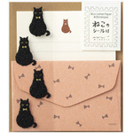 ミニレターセット３０６　シール付　黒猫柄　【お取り寄せ品】８営業日以内届