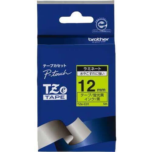 ピータッチＴＺｅテープ蛍光黄　黒文字　１２ｍｍ幅【お取り寄せ品】６営業日以内届