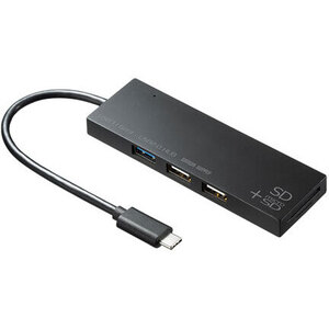 ＵＳＢ　Ｔｙｐｅ－Ｃコンボハブ（カードリーダー付き・ブラック）　ＵＳＢ－３ＴＣＨＣ１６ＢＫ　■お取り寄せ品