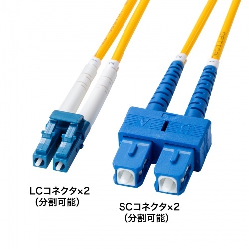 補強メガネ型光ファイバケーブル（シングルモード、ＬＣ&times;２－ＳＣ&times;２、３ｍ）　ＨＫＢ－ＨＬＣＳＣ１－０３　■お取り寄せ品