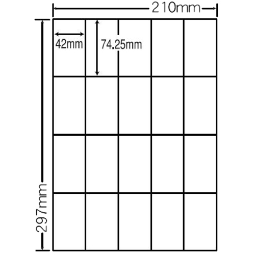 マルチタイプラベル　エコロジー再生紙ラベル　Ａ４（２０面）　５００シート　ＲＣＬ２２　■お取り寄せ品