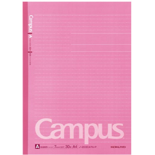 キャンパスノート　Ａ４　ドット入Ａ罫　３０枚　桃