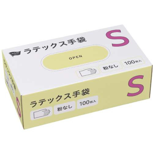 ラテックス手袋　粉無　Ｓサイズ　１００枚
