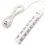 雷ガードタップ　個別　６個口　５ｍ　ホワイト