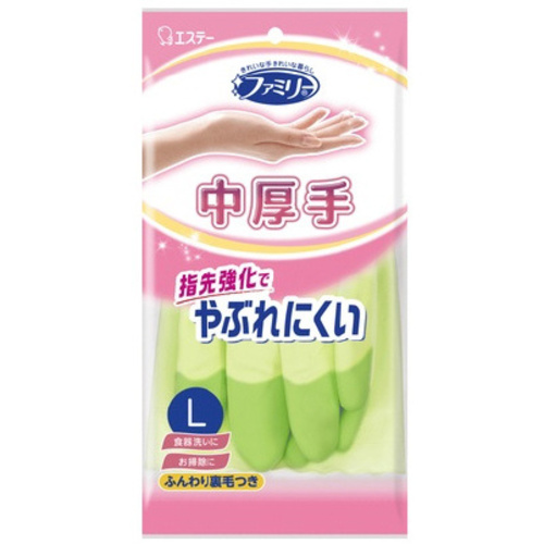 ファミリービニール中厚手指先強化　Ｌグリーン&times;１０