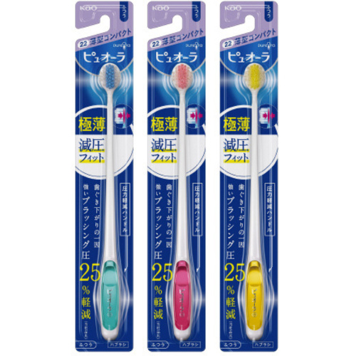 ピュオーラハブラシ　薄型コンパクト　ふつう&times;１２　【お取り寄せ品】５営業日以内届