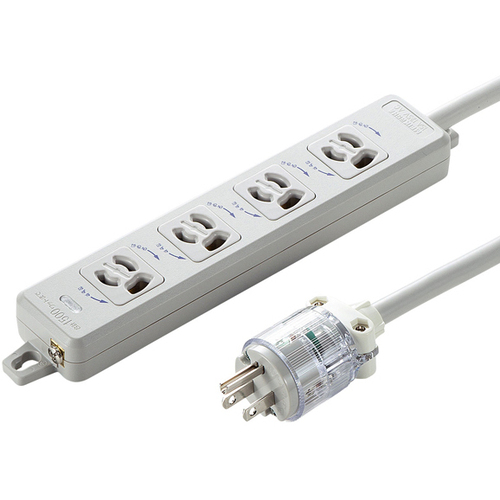 医用接地プラグ付き電源タップ（３Ｐ・４個口・ホワイト・３ｍ）　ＴＡＰ－ＨＰＭ４－３Ｗ　■お取り寄せ品