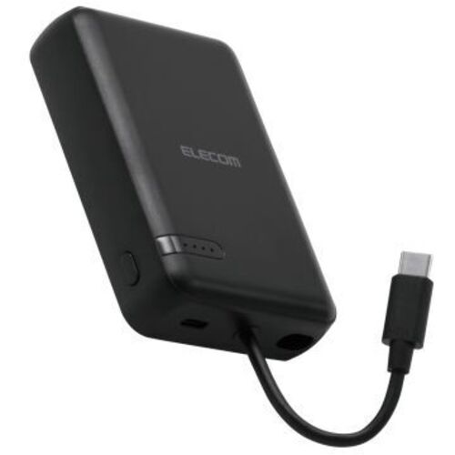モバイルバッテリー／ＵＳＢ　ＰＤ／２０Ｗ／ケーブル一体／ブラック　ＤＥ－Ｃ６３－１００００ＢＫ　■お取り寄せ品