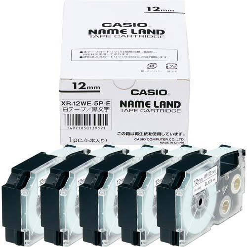 【超ＳＡＬＥ対象品】ネームランド　白色テープ　１２ｍｍ　黒文字　５個入