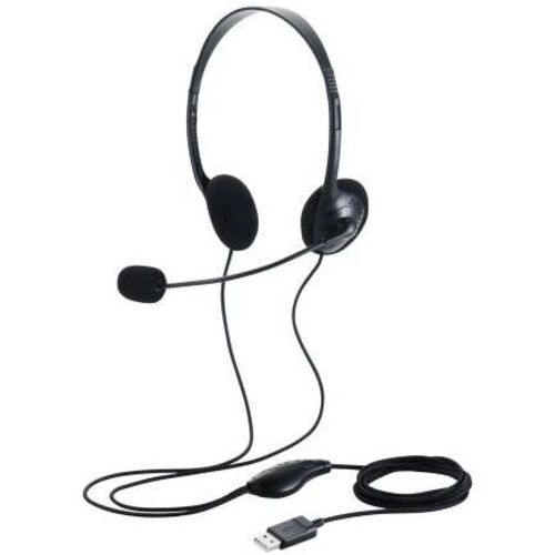 有線ヘッドセット／両耳オーバーヘッド／小型／ＵＳＢ－Ａ／１．８ｍ／ブラック　ＨＳ－ＨＰ１４ＳＵＢＫ　■お取り寄せ品