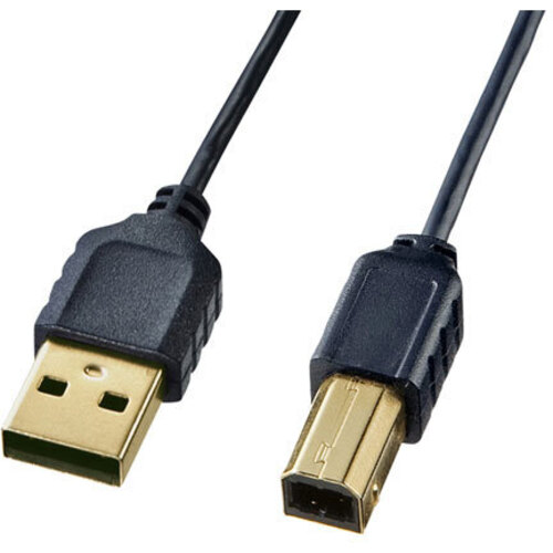 極細ＵＳＢケーブル（ＵＳＢ２．０　Ａ－Ｂタイプ・ブラック・２．５ｍ）　ＫＵ２０－ＳＬ２５ＢＫＫ　■お取り寄せ品