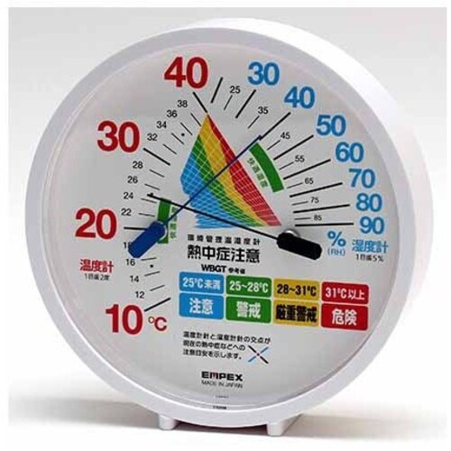 環境管理温・湿度計「熱中症注意」　置き・掛け兼用　ＴＭ－２４８４Ｗ
