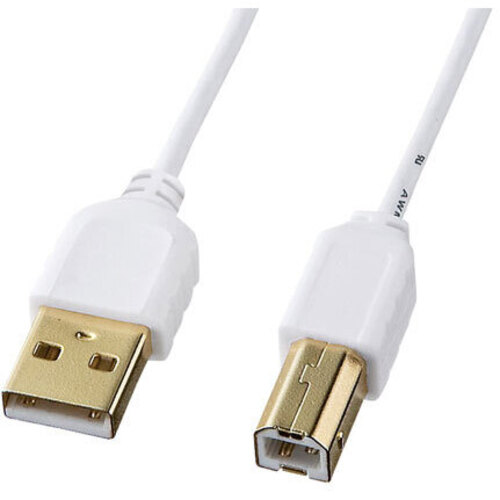 極細ＵＳＢケーブル（ＵＳＢ２．０　Ａ－Ｂタイプ、２．５ｍ・ホワイト）　ＫＵ２０－ＳＬ２５ＷＫ　■お取り寄せ品