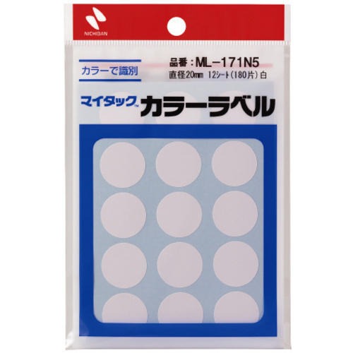 マイタックカラーラベル　２０ｍｍ　白