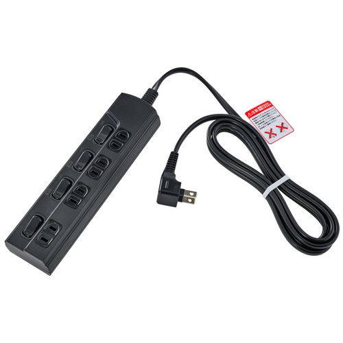 ランプレス個別スイッチ付電源タップ　４個口　２ｍ　ブラック　ＷＬＫ－Ｅ４２（ＢＫ）　■お取り寄せ品