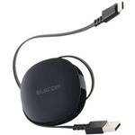 ＵＳＢ－Ａ　ｔｏ　ＵＳＢ　Ｔｙｐｅ－Ｃケーブル／巻き取り／最大１５Ｗ／０．９ｍ／ブラック　■お取り寄せ品