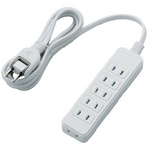 ほこり防止付きシャッタータップ　６個口　ＷＨ　２ｍ