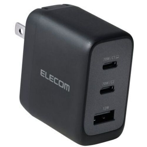 ノートＰＣ用ＡＣアダプター／ＰＤ７０Ｗ／Ｃ&times;２／ＵＳＢ－Ａ／ブラック　ＡＣＤＣ－ＰＤ１２７７０ＢＫ　■お取り寄せ品