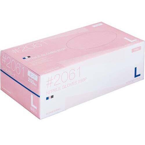 ニトリル使いきり手袋　粉無ピンクＬ　２５０枚×１０
