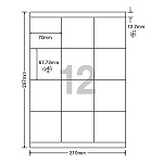 ＯＡマルチタック　Ａ４　１２面　上下余白　Ｗ７０㎜×Ｈ６７．７３㎜
