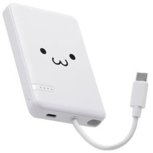 モバイルバッテリー／１２Ｗ／ケーブル一体／しろちゃん　ＤＥ－Ｃ６２－５０００ＷＦ　■お取り寄せ品