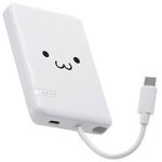 モバイルバッテリー／１２Ｗ／ケーブル一体／しろちゃん　ＤＥ－Ｃ６２－５０００ＷＦ　■お取り寄せ品
