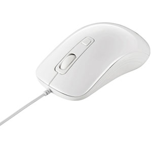 有線　レーザー式マウス　３ボタンタイプ　ホワイト　■お取り寄せ品