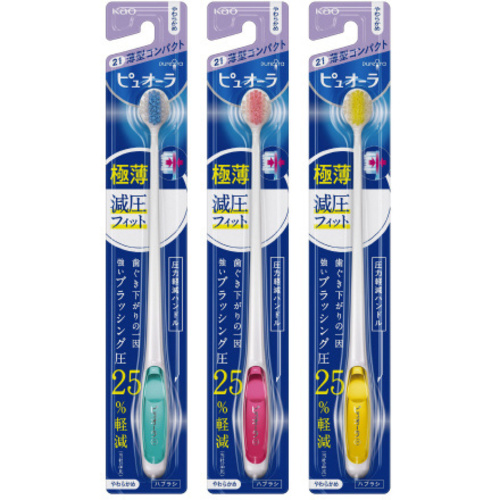 ピュオーラハブラシ　薄型コンパクトやわらかめ&times;１２　【お取り寄せ品】５営業日以内届